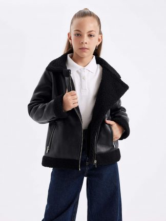 کاپشن دخترانه مشکی دفکتو