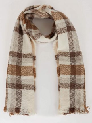 شال بافت زنانه قهوه ای روشن دفکتو