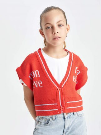 جلیقه دخترانه قرمز دفکتو