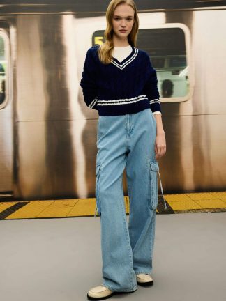 پلیور زنانه سرمه ای دفکتو