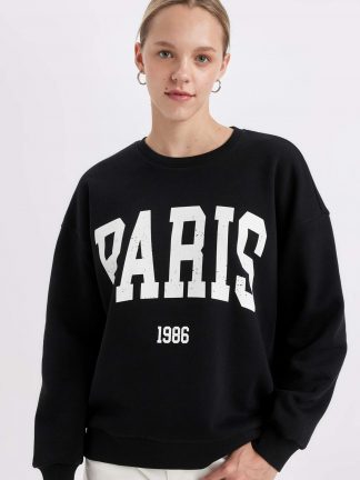 سویشرت زنانه مشکی دفکتو