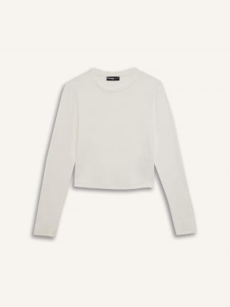 تیشرت آستین بلند زنانه سفید دفکتو