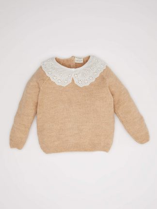 پلیور نوزاد دختر بژ دفکتو