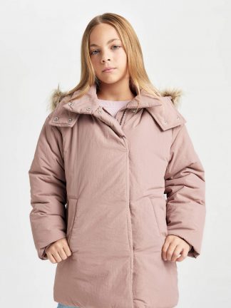 کاپشن دخترانه زرشکی دفکتو