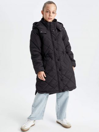 کاپشن دخترانه مشکی دفکتو