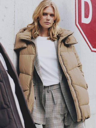 کاپشن زنانه قهوه ای دفکتو