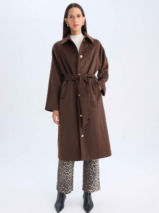 پالتو زنانه قهوه ای دفکتو