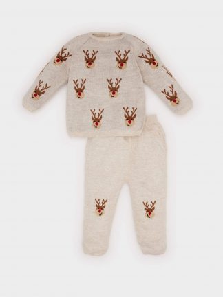 ست لباس نوزاد پسر بژ دفکتو