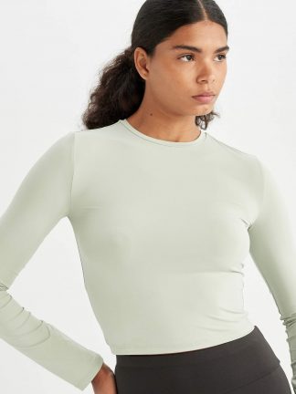 تی‌شرت آستین بلند زنانه نعنایی دفکتو