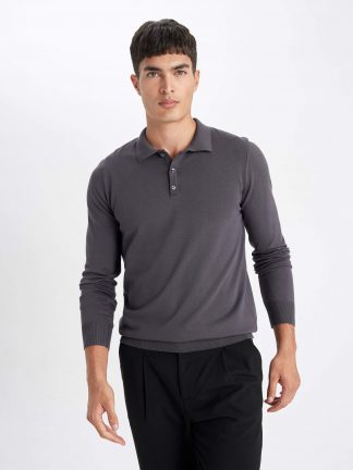 پلیور مردانه خاکستری تیره دفکتو