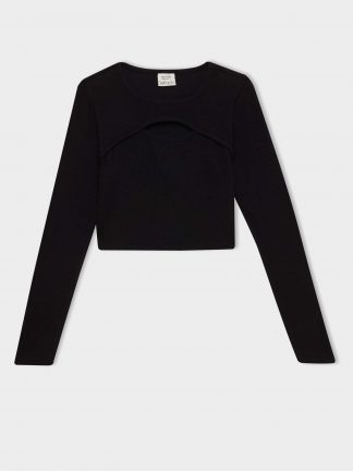 تی شرت آستین بلند دخترانه مشکی دفکتو