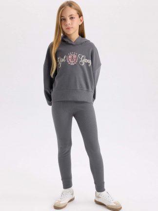 لباس راحتی دخترانه خاکستری تیره دفکتو