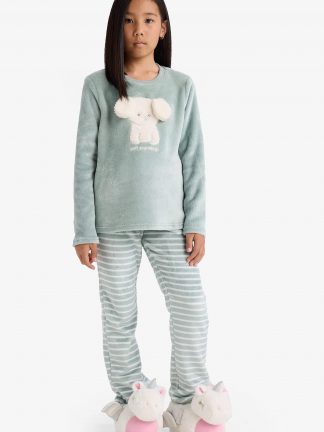 لباس راحتی دخترانه نعنایی دفکتو