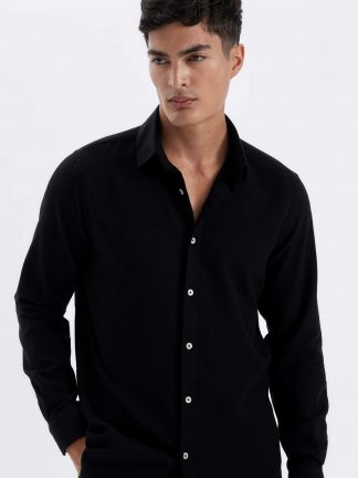 پیراهن آستین بلند مردانه مشکی دفکتو