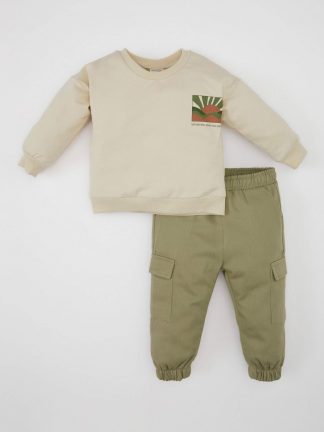 ست لباس نوزاد پسر بژ دفکتو