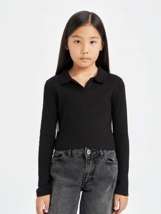 پولوشرت دخترانه مشکی دفکتو