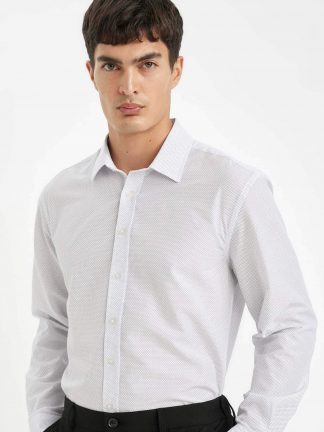 پیراهن آستین بلند مردانه سفید دفکتو