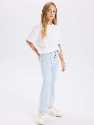 شلوار جین دخترانه آبی روشن دفکتو