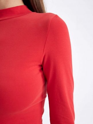 تیشرت آستین بلند زنانه قرمز دفکتو