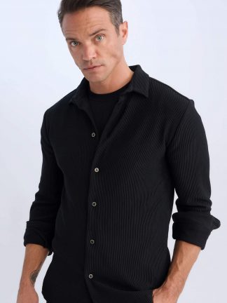 پیراهن آستین بلند مردانه مشکی دفکتو