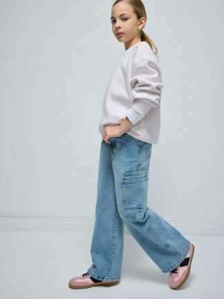 شلوار جین دخترانه نعنایی (فرعی) (مادر:آبی) دفکتو