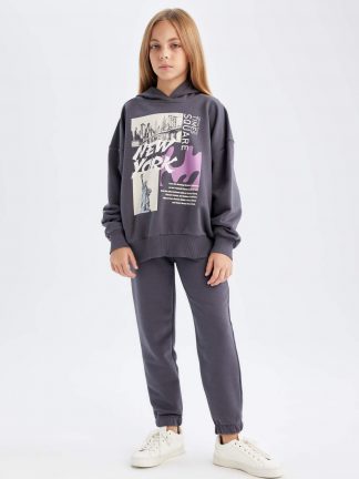 لباس راحتی دخترانه خاکستری تیره دفکتو