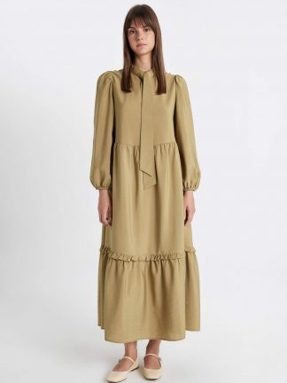 پیراهن زنانه خاکی دفکتو