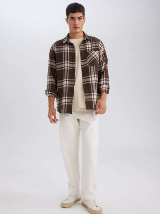 پیراهن مردانه قهوه ای دفکتو