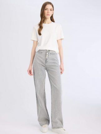 شلوار جین وایدلگ زنانه دفکتو