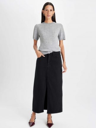 دامن جین زنانه مشکی دفکتو