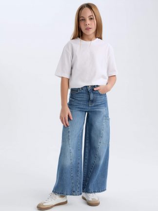 شلوار جین دخترانه آبی روشن دفکتو