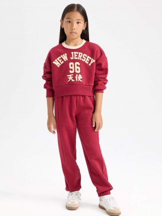 لباس راحتی دخترانه زرشکی دفکتو