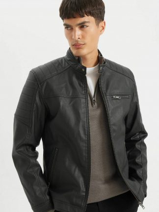 کت چرمی مردانه مشکی دفکتو