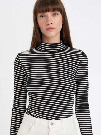 تی‌شرت آستین بلند زنانه مشکی دفکتو