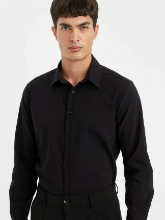 پیراهن آستین بلند مردانه مشکی دفکتو