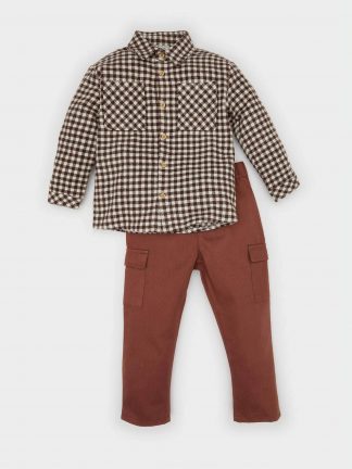 ست لباس نوزاد پسر قهوه ای دفکتو