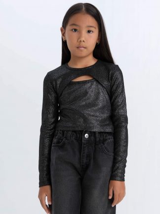 تی شرت دخترانه مشکی دفکتو