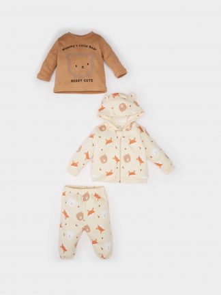 ست لباس نوزاد دختر بژ دفکتو