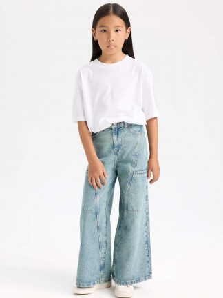 شلوار جین دخترانه نعنایی (فرعی) (مادر:آبی) دفکتو