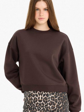 سویشرت زنانه قهوه ای دفکتو