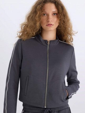 سویشرت زنانه خاکستری تیره دفکتو