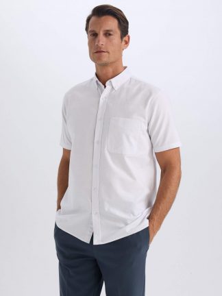 پیراهن آستین کوتاه مردانه سفید دفکتو