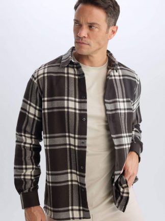 پیراهن مردانه قهوه ای دفکتو