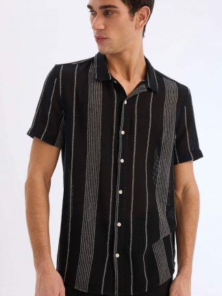 پیراهن آستین کوتاه مردانه مشکی دفکتو