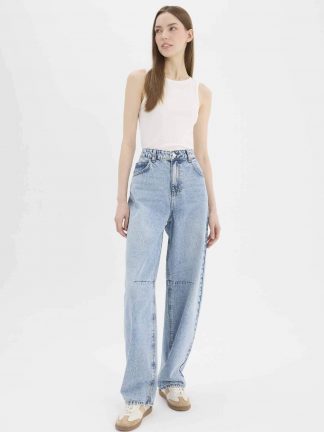 شلوار جین بگ زنانه نعنایی (فرعی) (مادر:آبی) دفکتو