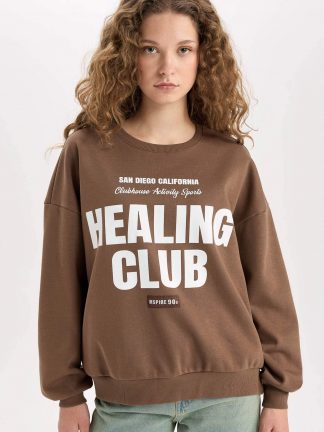 سویشرت زنانه قهوه ای دفکتو