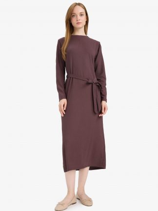 پیراهن زنانه قهوه ای روشن دفکتو