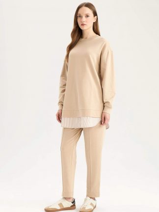 شلوار راحتی زنانه بژ دفکتو