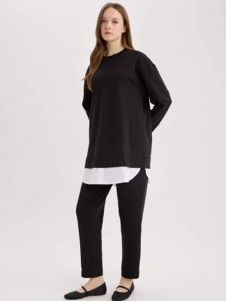 شلوار راحتی زنانه مشکی دفکتو