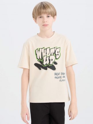 تی شرت پسرانه بژ دفکتو